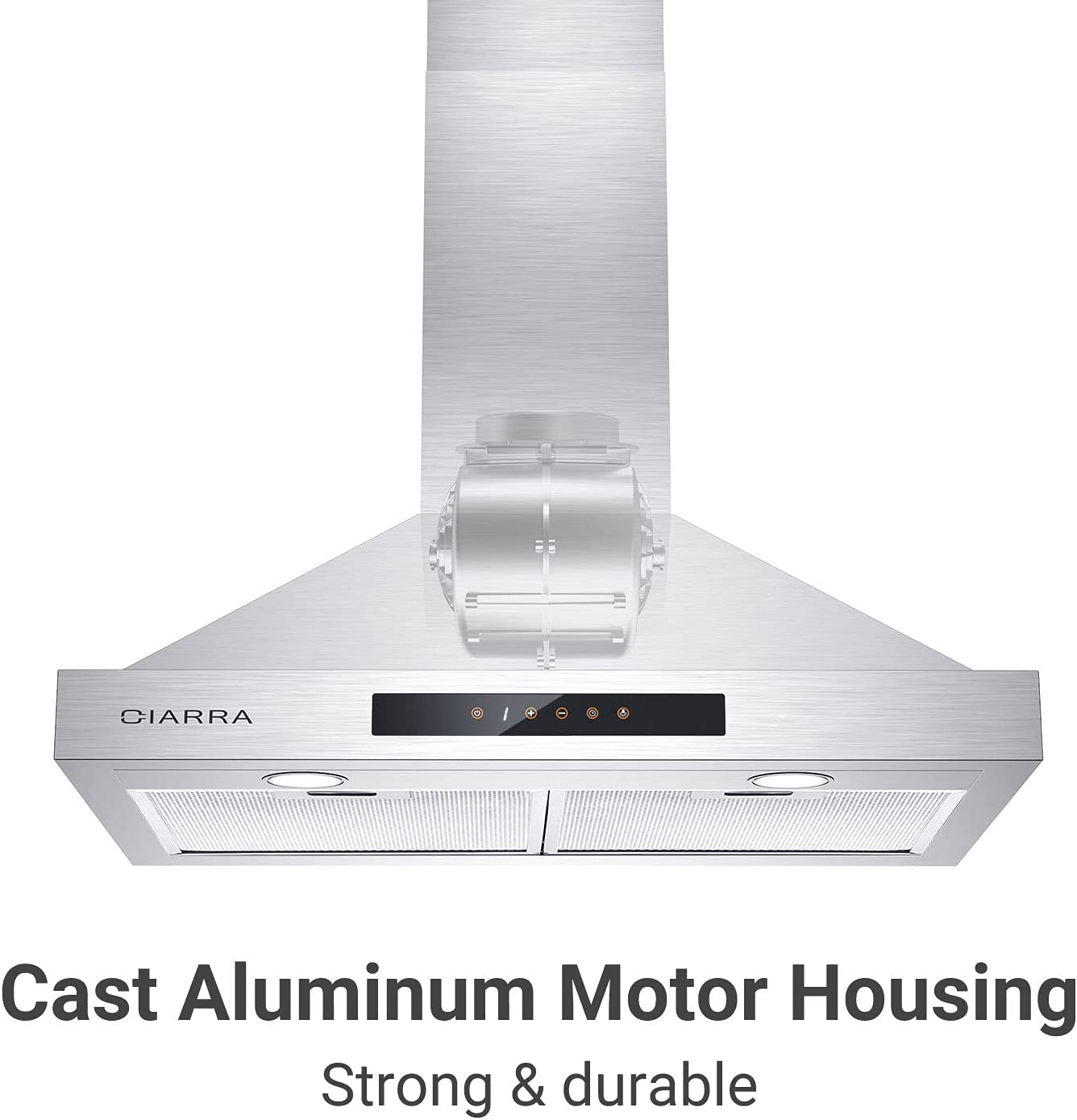 CIARRA 30" 450 CFM Wall Mount Convertible Range Hood in Stainless Steel with Voice and Touch Controls