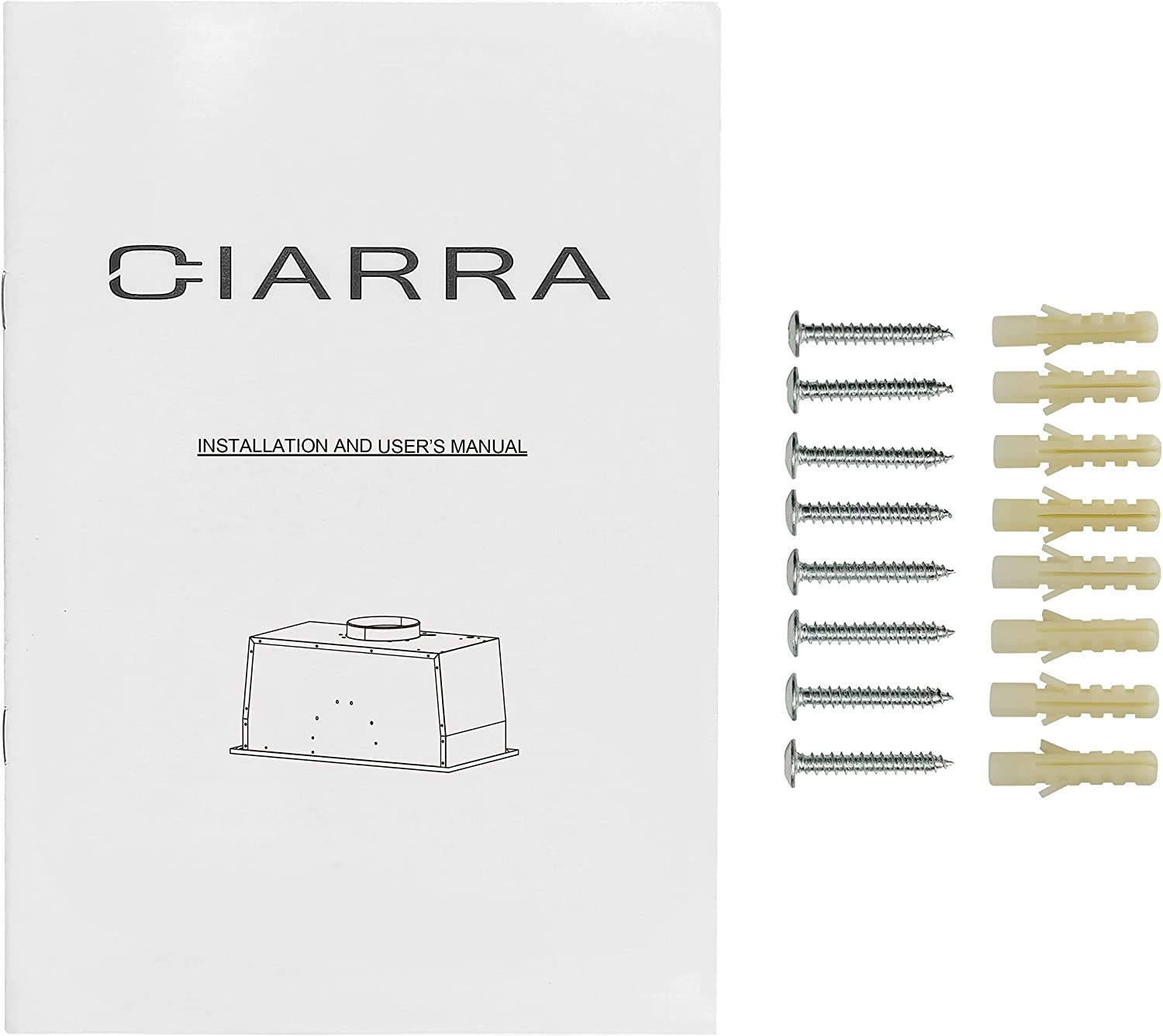 CIARRA 20" 450 CFM Built-in Under Cabinet Range Hood Insert in Stainless Steel with LED Lights