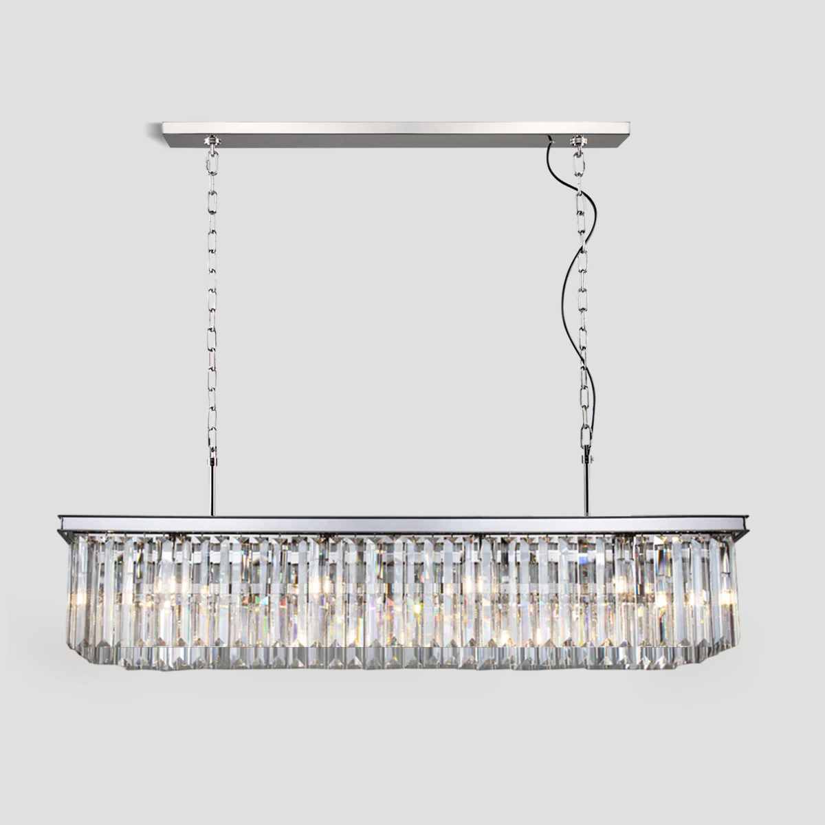 Falria Single-Tier Rectangular Crystal Rod Chandelier