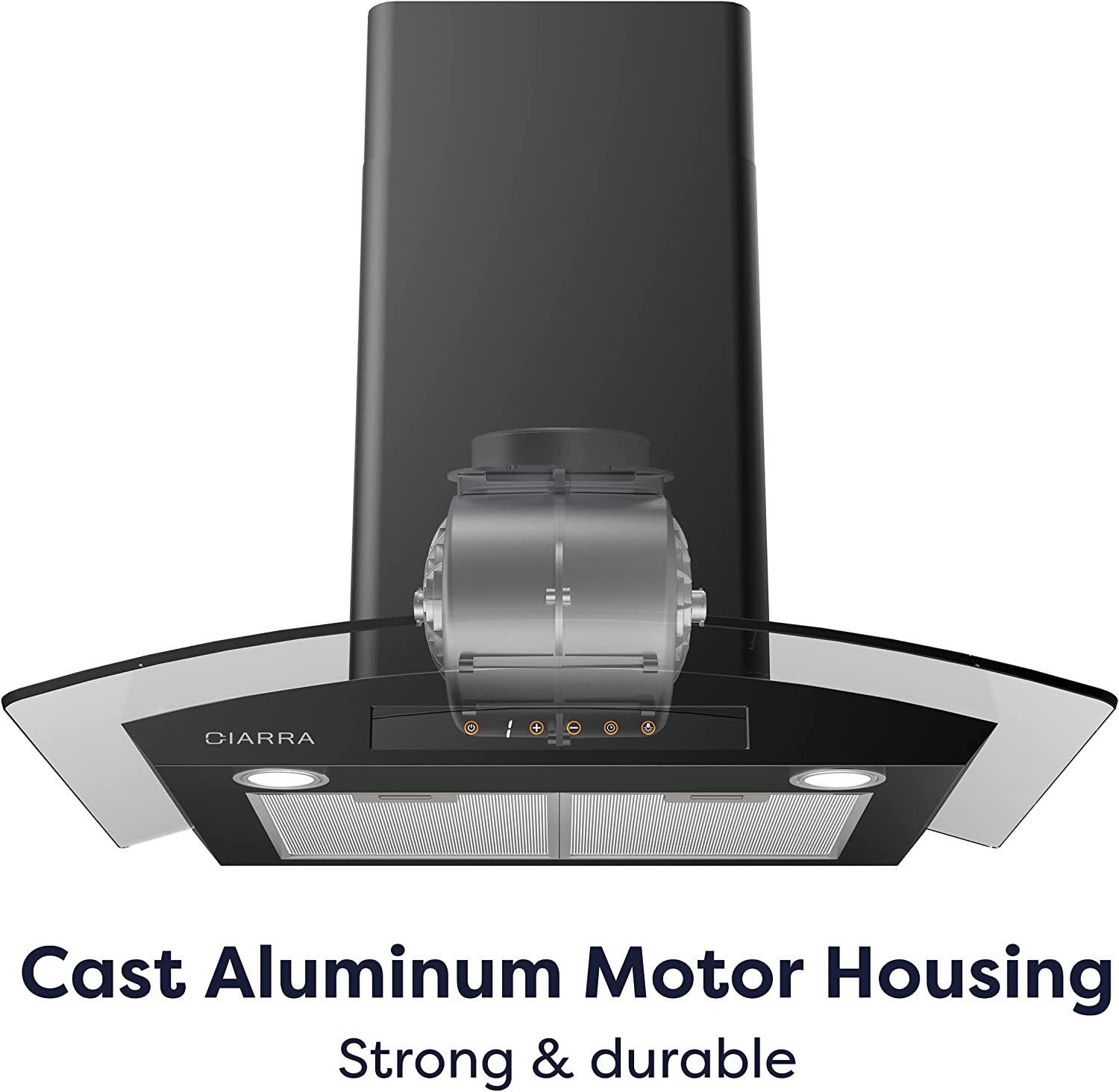 CIARRA 30" 450 CFM Wall Mount Convertible Range Hood in Black with Touch Controls and LED Lights