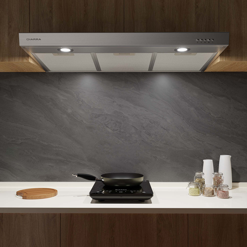 CIARRA 30" 200 CFM Under Cabinet Convertible Range Hood in Stainless Steel with LED Lights