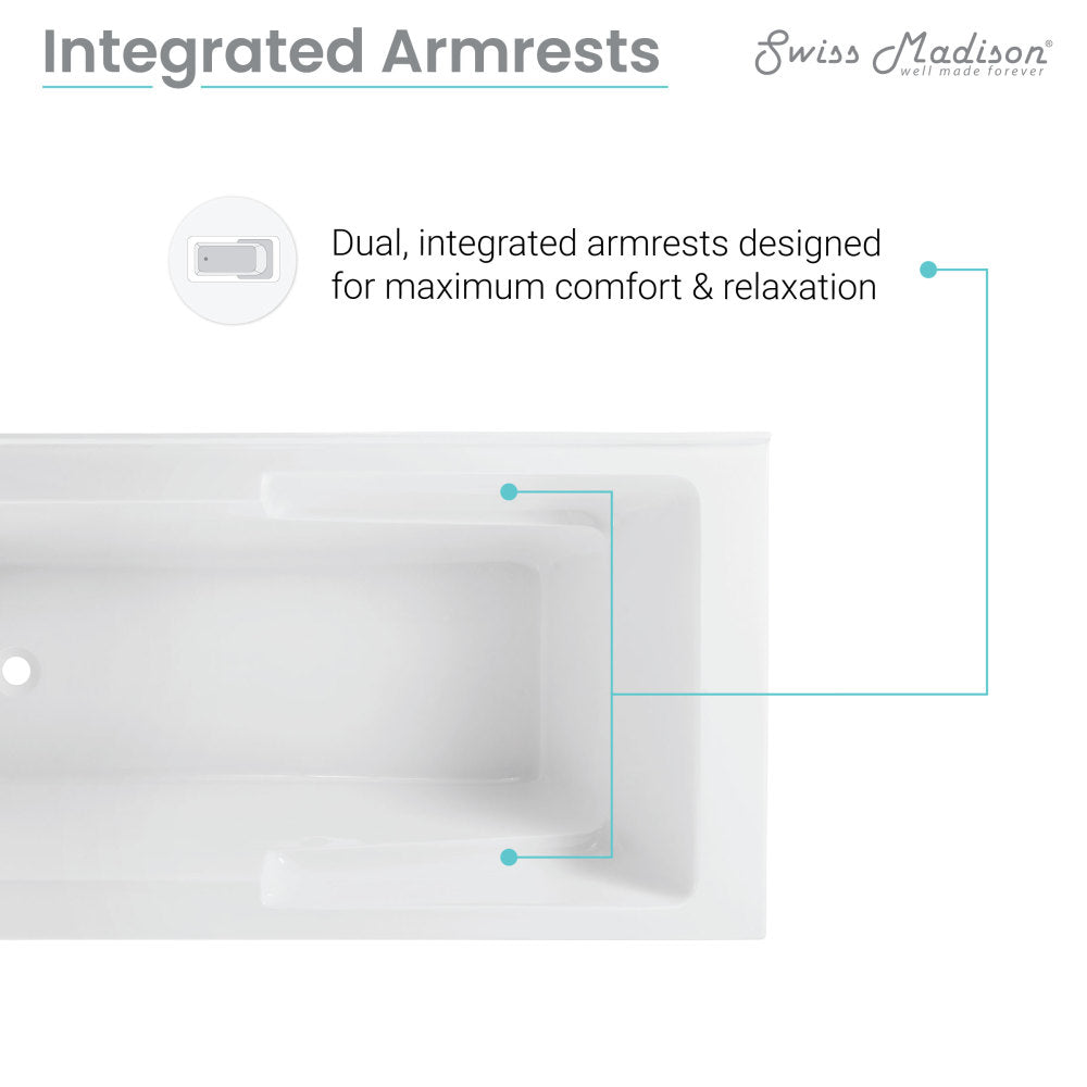 Swiss Madison Claire 60" x 32" Left-Hand Drain Drain Alcove Tub with Corner Apron | SM-AB570