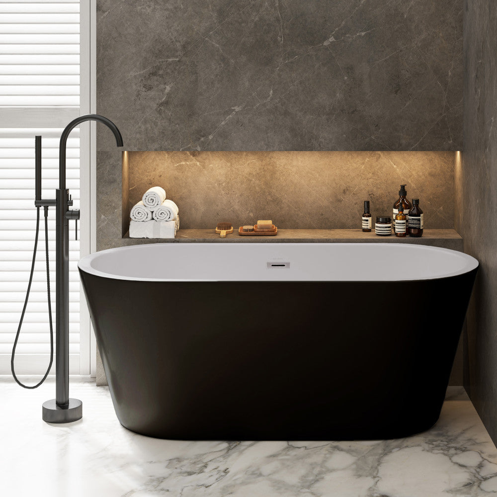 Swiss Madison Claire 60" Freestanding Bathtub Matte Black and Matte White | SM-FB590MBMW