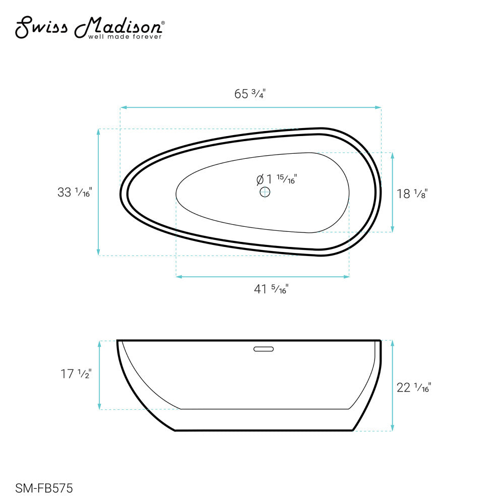 Swiss Madison Monaco 67" Freestanding Bathtub | SM-FB575