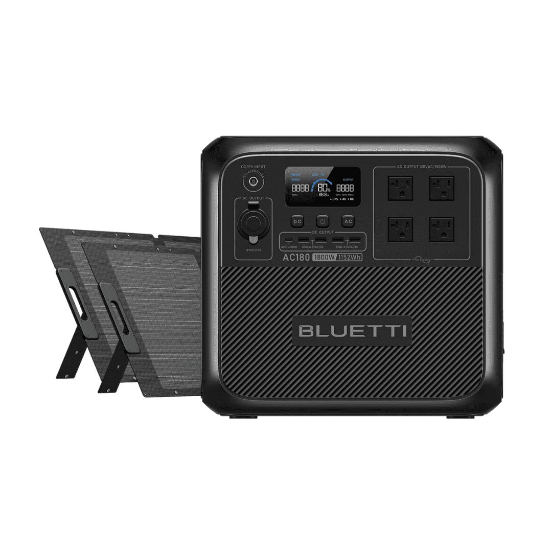 BLUETTI AC180 Solar Portable Power Station | 1,800W Output - 1,152Wh Capacity