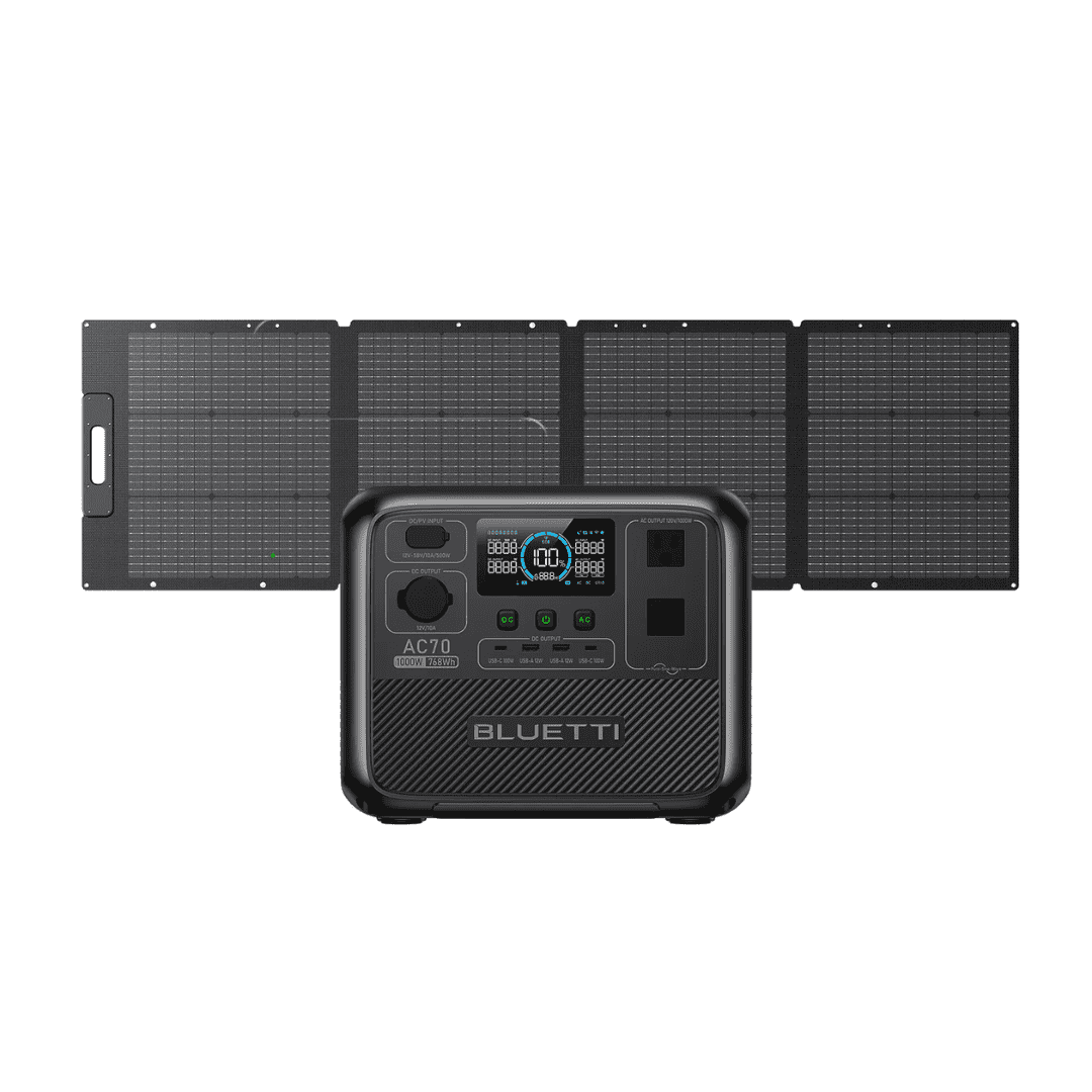 BLUETTI AC70 Portable Power Station | 1000W Output -  768Wh Capacity | Solar Generator