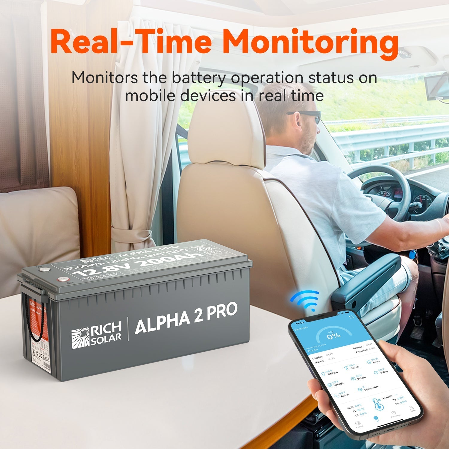 Rich Solar ALPHA 2 PRO LiFePO₄ Battery | 2,560 Wh Capacity | 12V - 200Ah | 10 Year Warranty