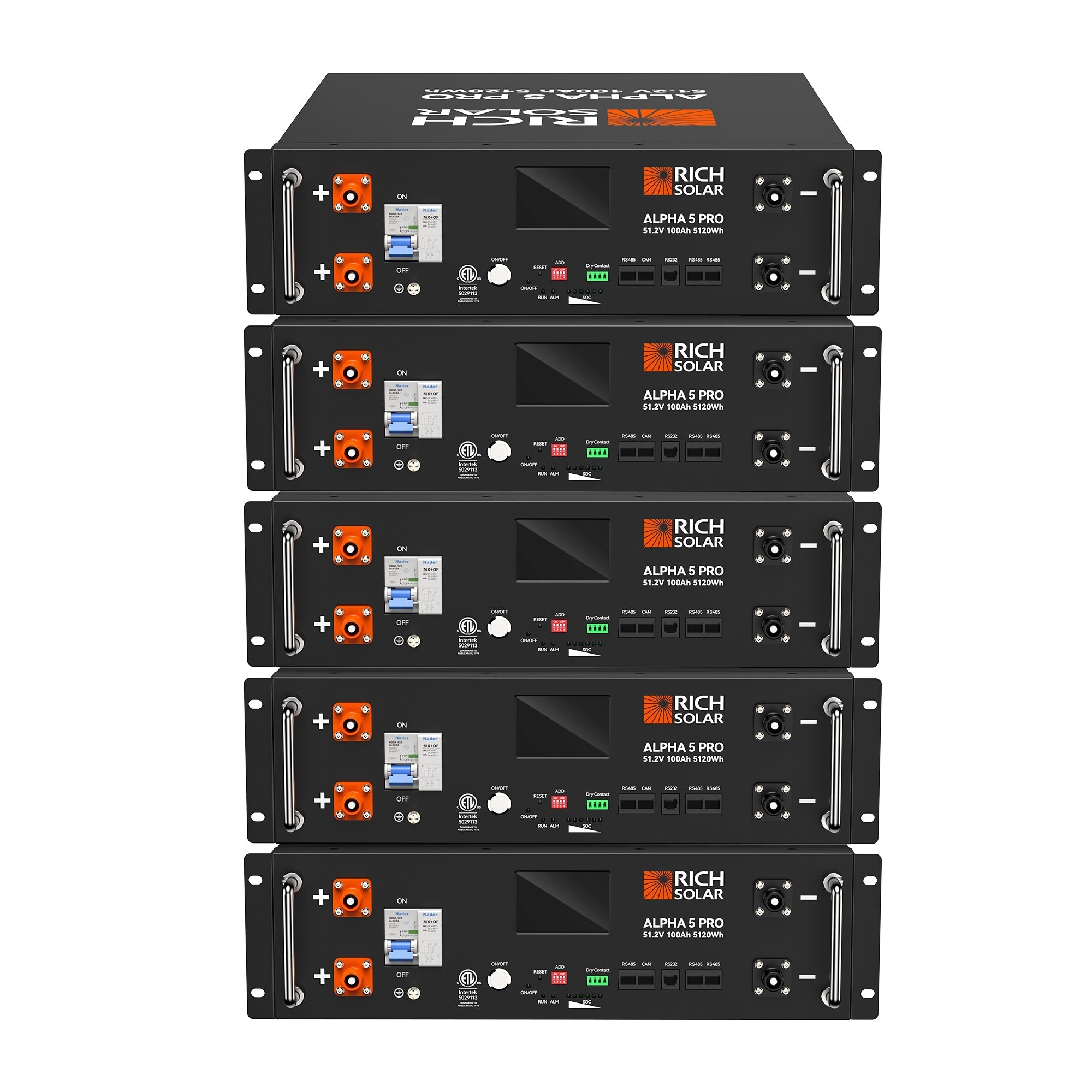 Rich Solar ALPHA 5 PRO LiFePO₄ Server Rack Battery | 5,120Wh Capacity | 51.2V - 100Ah | 10 Year Warranty