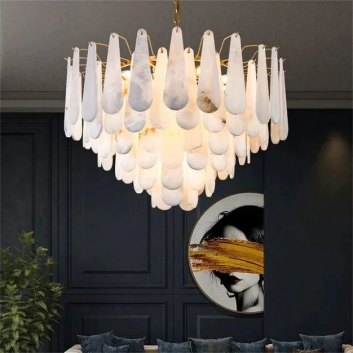 Alabaster Feathery Chandelier