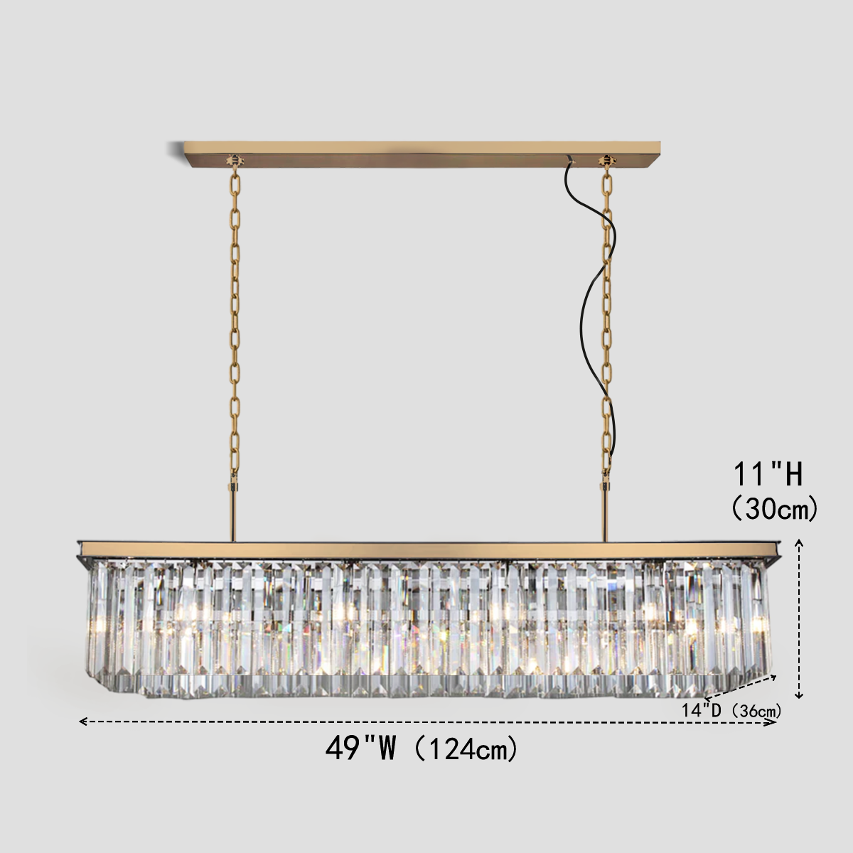 Falria Single-Tier Rectangular Crystal Rod Chandelier