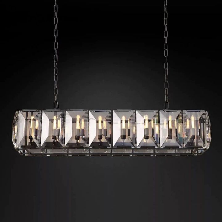 Aubrey  Crystal Rectangular Chandelier 54"