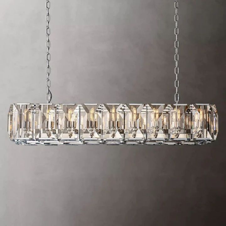 Aubrey  Crystal Rectangular Chandelier 62"