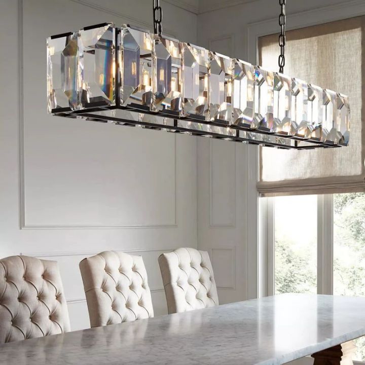 Aubrey  Crystal Rectangular Chandelier 74"