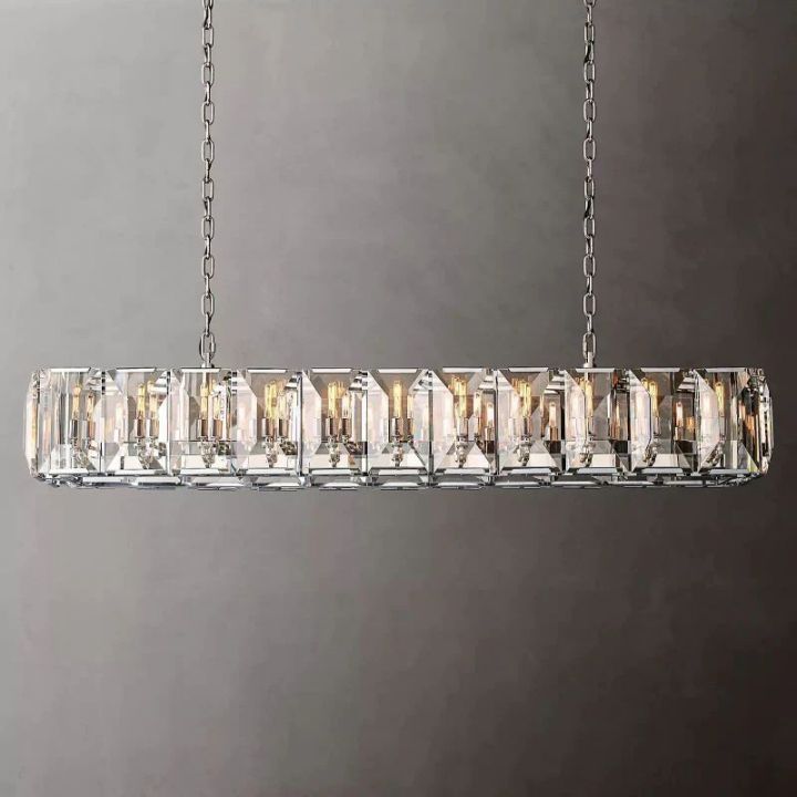 Aubrey  Crystal Rectangular Chandelier 74"