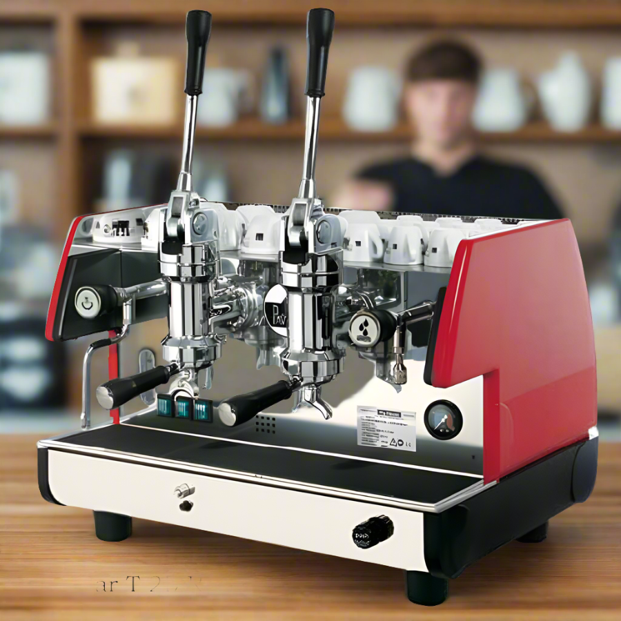 La Pavoni - Bar T 2 Group Lever Espresso Machine in Black / Red | BAR T 2L