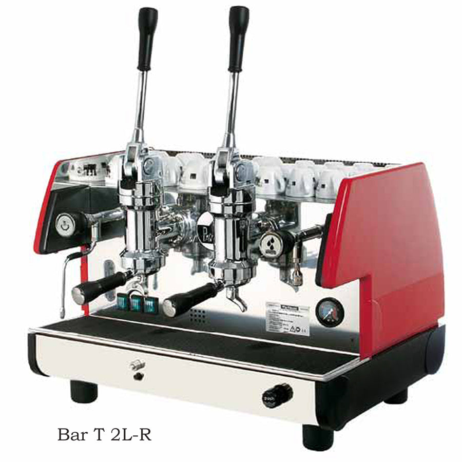 La Pavoni - Bar T 2 Group Lever Espresso Machine in Black / Red | BAR T 2L