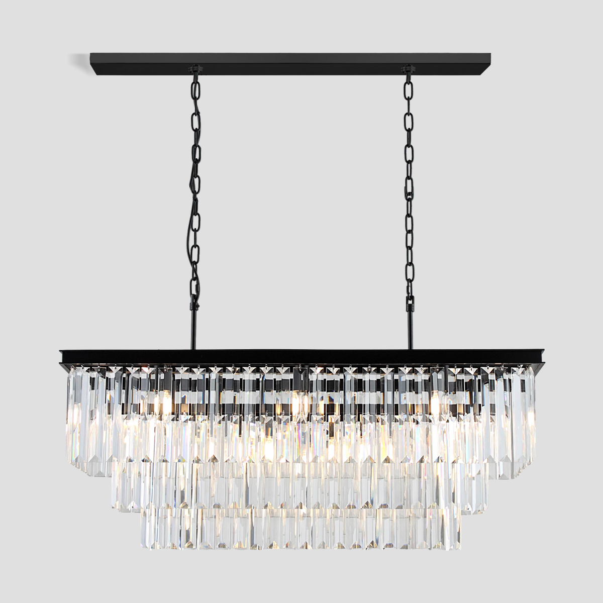 Falria 3-Tier Crystal Rectangular Chandelier