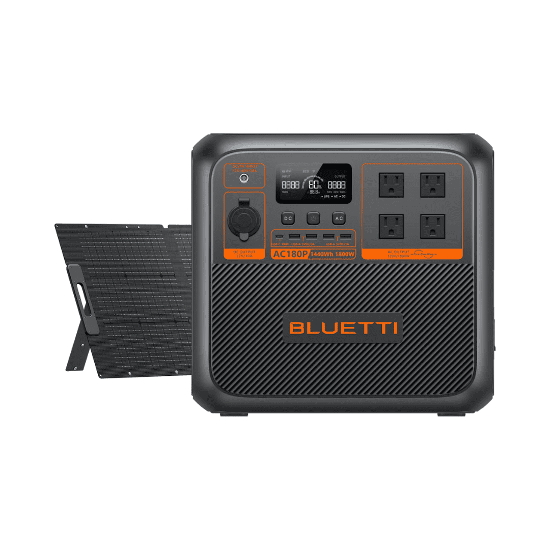 BLUETTI AC180P Portable Solar Power Station | 1,800W Output - 1,440Wh Capacity | Choose a Bundle