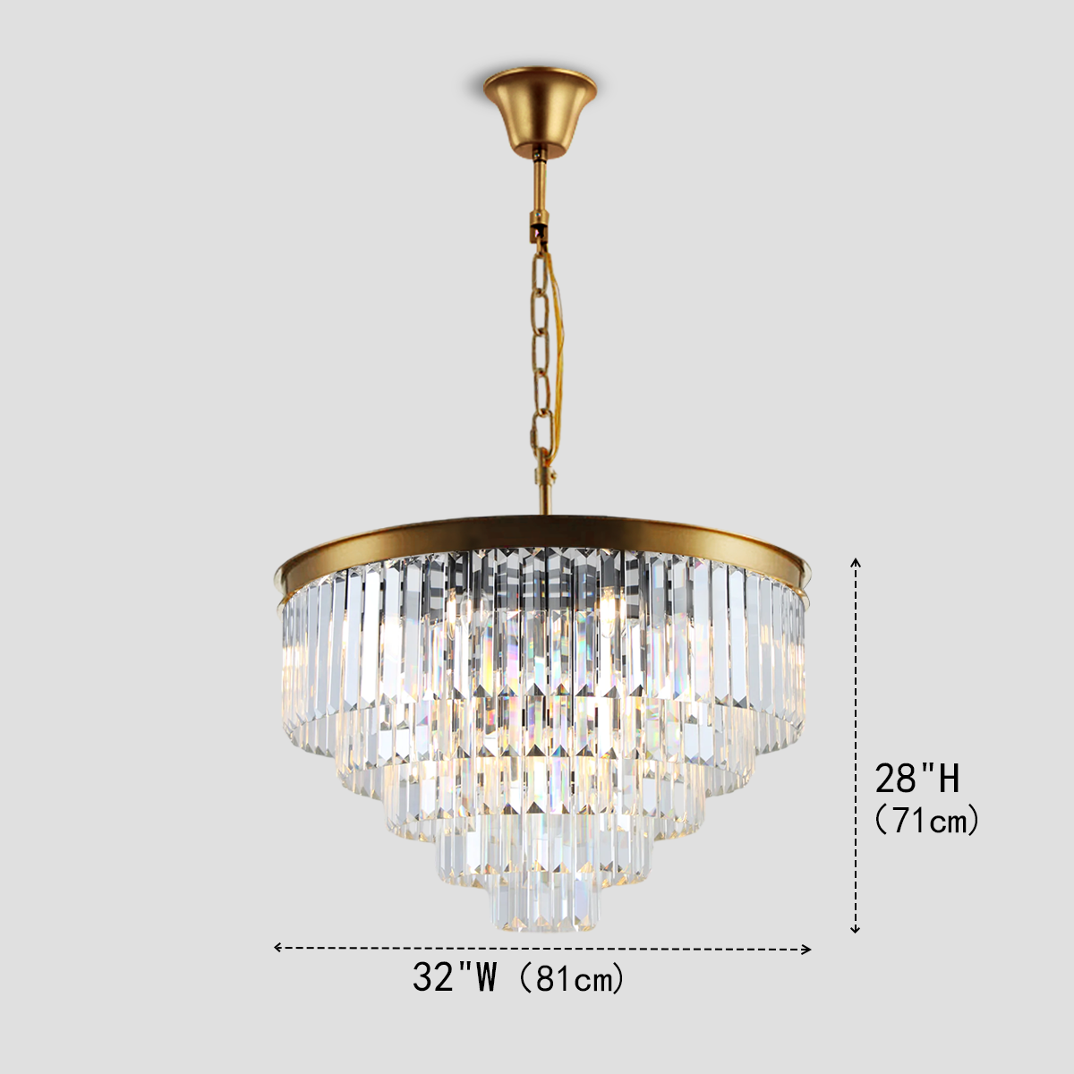 Falria Multi-Tier Clear/Smoke Crystal Round Chandelier