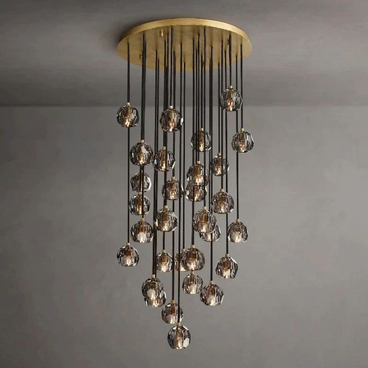 Crysball Smoke Glass Round Cluster Chandelier 30"