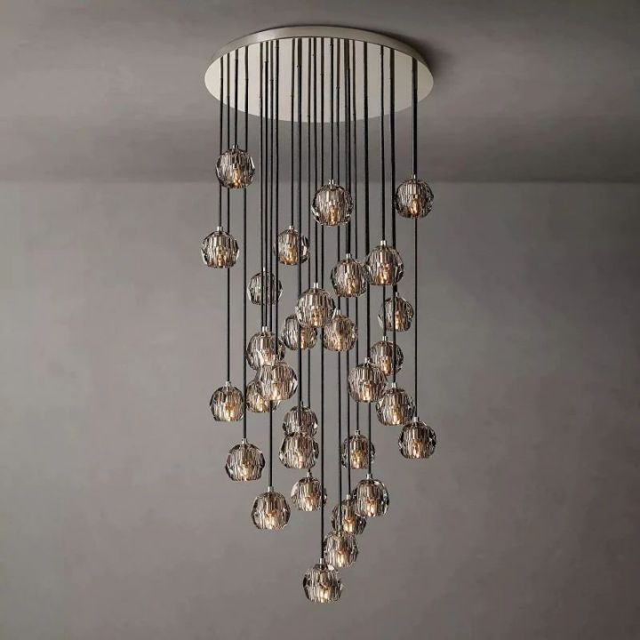 Crysball Smoke Glass Round Cluster Chandelier 30"