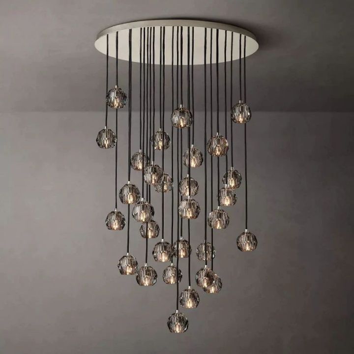 Crysball Smoke Glass Round Cluster Chandelier 40"