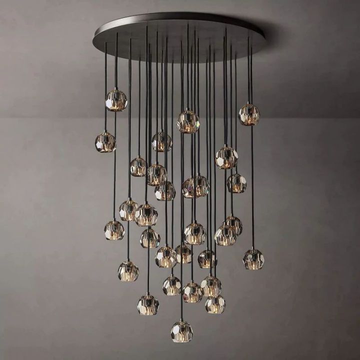 Crysball Smoke Glass Round Cluster Chandelier 40"