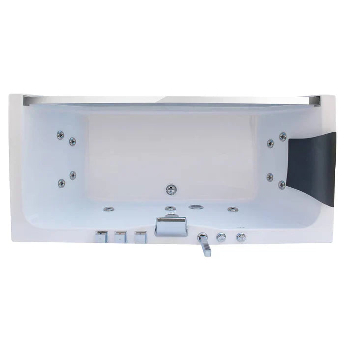 Alcove Whirlpool Rectangular Bathtub with LED Lights