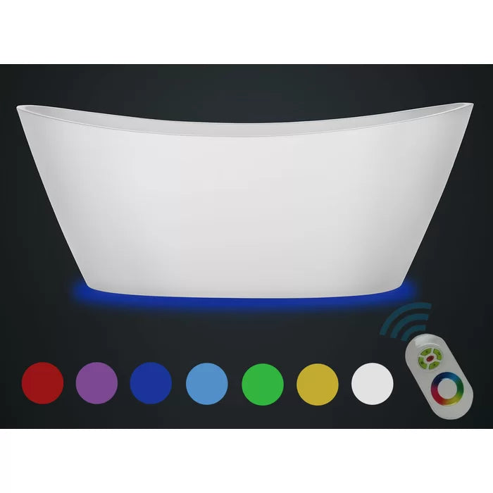 Empava 67 in. Freestanding Soaking Bathtub with LED Lights | EMPV-67FT1518LED