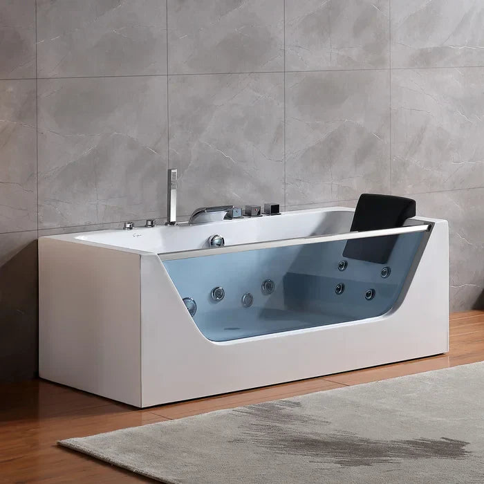 Empava 67 in. Alcove Whirlpool Rectangular Bathtub with LED Lights | EMPV-67JT408LED