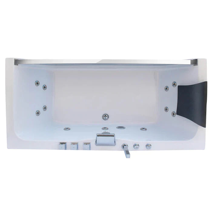 Empava 67 in. Alcove Whirlpool Rectangular Bathtub with LED Lights | EMPV-67JT408LED