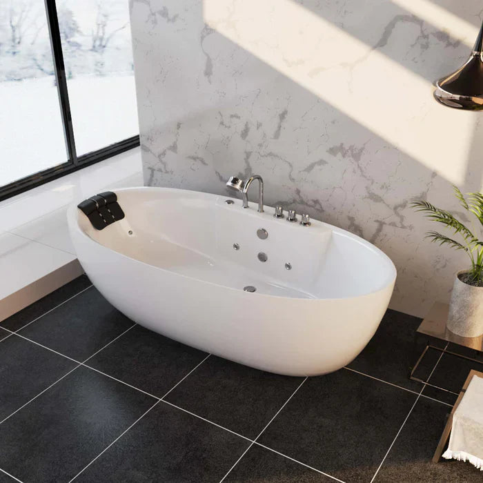 Empava 71 in. Freestanding Oval Whirlpool Bathtub | EMPV-71AIS14