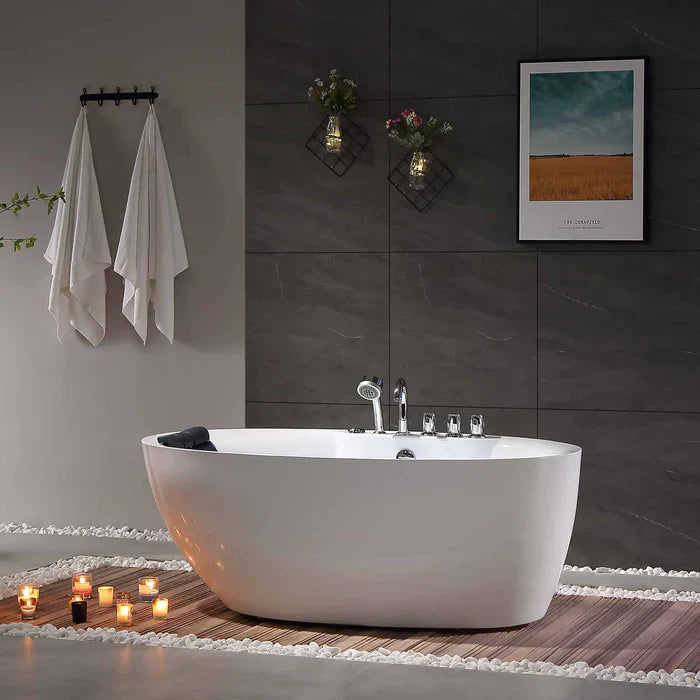 Empava 71 in. Freestanding Oval Whirlpool Bathtub | EMPV-71AIS14