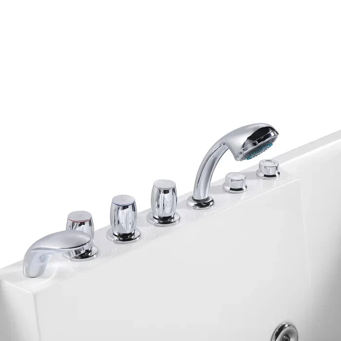 Empava 72 in. Alcove Whirlpool 2 Person Rectangular Bathtub with LED Lights | EMPV-72JT367LED