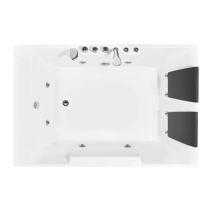 Empava 72 in. Alcove Whirlpool 2 Person Rectangular Bathtub with LED Lights | EMPV-72JT367LED