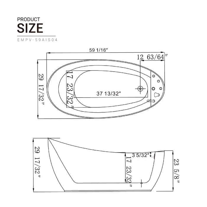 Hydrotherapy Freestanding Whirlpool Bathtub