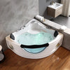 Hydrotherapy Corner Whirlpool Bathtub with LED Lights