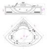 Hydrotherapy Corner Whirlpool Bathtub with LED Lights