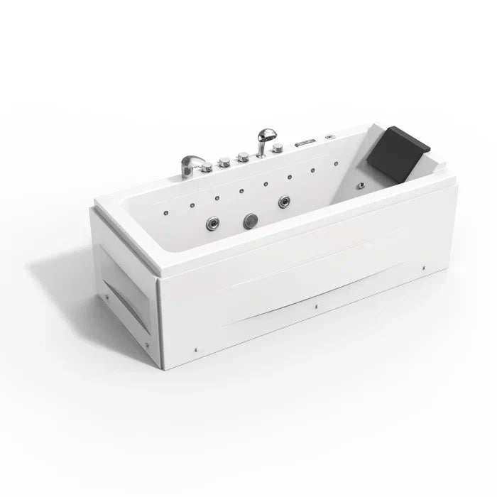 Alcove Whirlpool Rectangular Bathtub with LED Lights