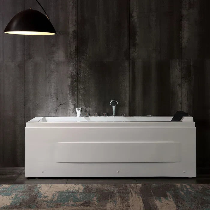 Alcove Whirlpool Rectangular Bathtub with LED Lights