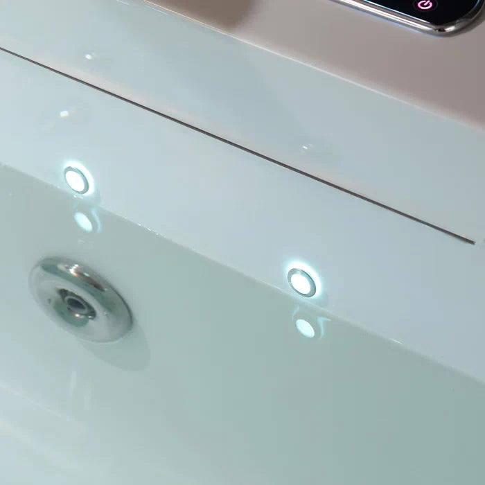 Alcove Whirlpool Rectangular Bathtub with LED Lights