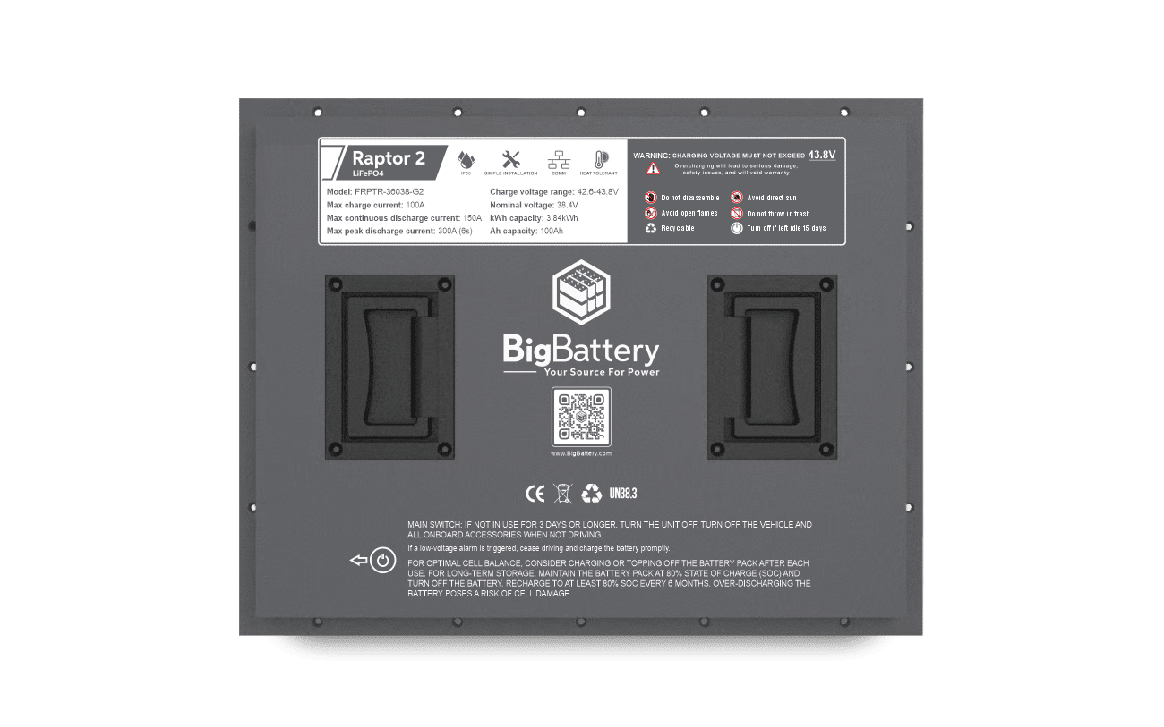 BigBattery RAPTOR 2 LiFePO₄ Battery | 3,800Wh Capacity | 36V - 100Ah