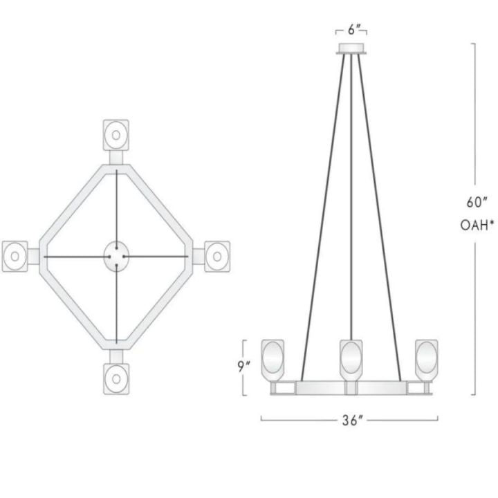 Favola 4 Ligtht Square Chandelier