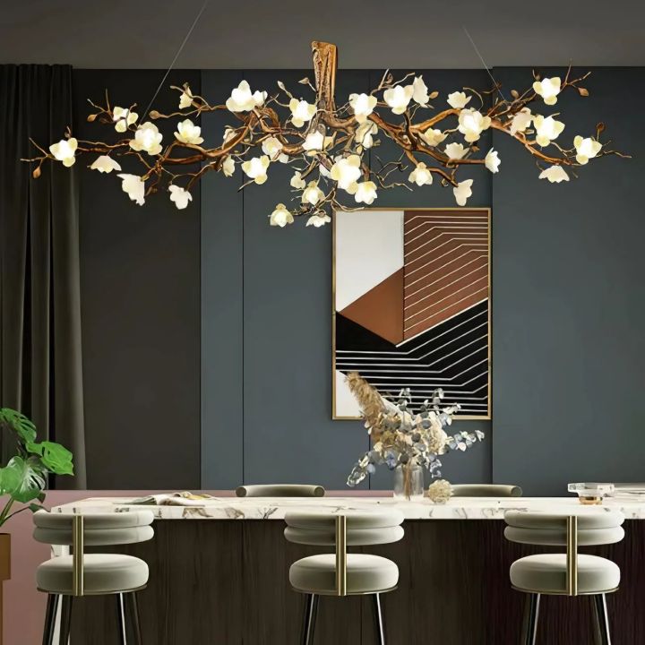 Flower Bloom Branch Brass Chandelier