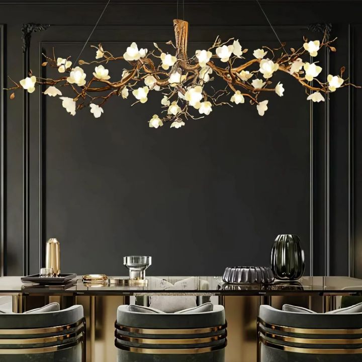 Flower Bloom Branch Brass Chandelier