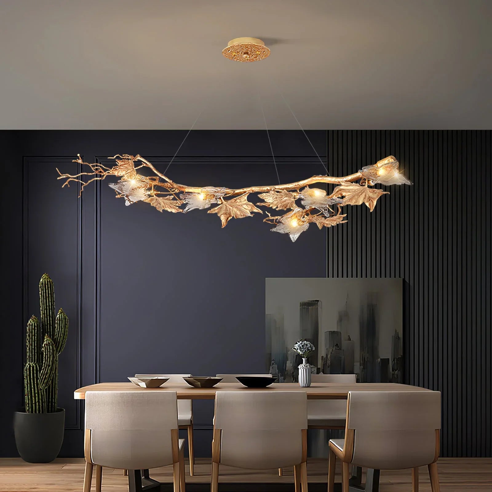 Folio Branch Brass Chandelier