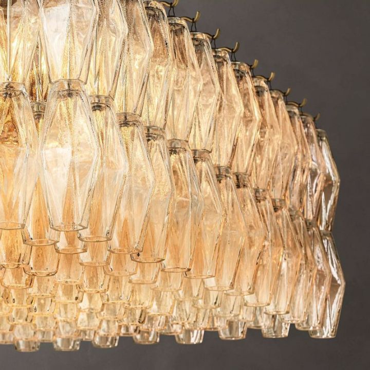 Galaxy Clear Glass Rectangular Chandelier 74"