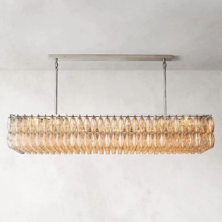 Galaxy Clear Glass Rectangular Chandelier 74"