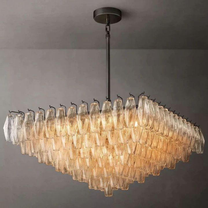 Galaxy Clear Glass Square Chandelier 32"