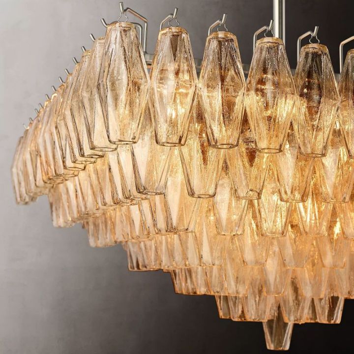 Galaxy Clear Glass Square Chandelier 32"